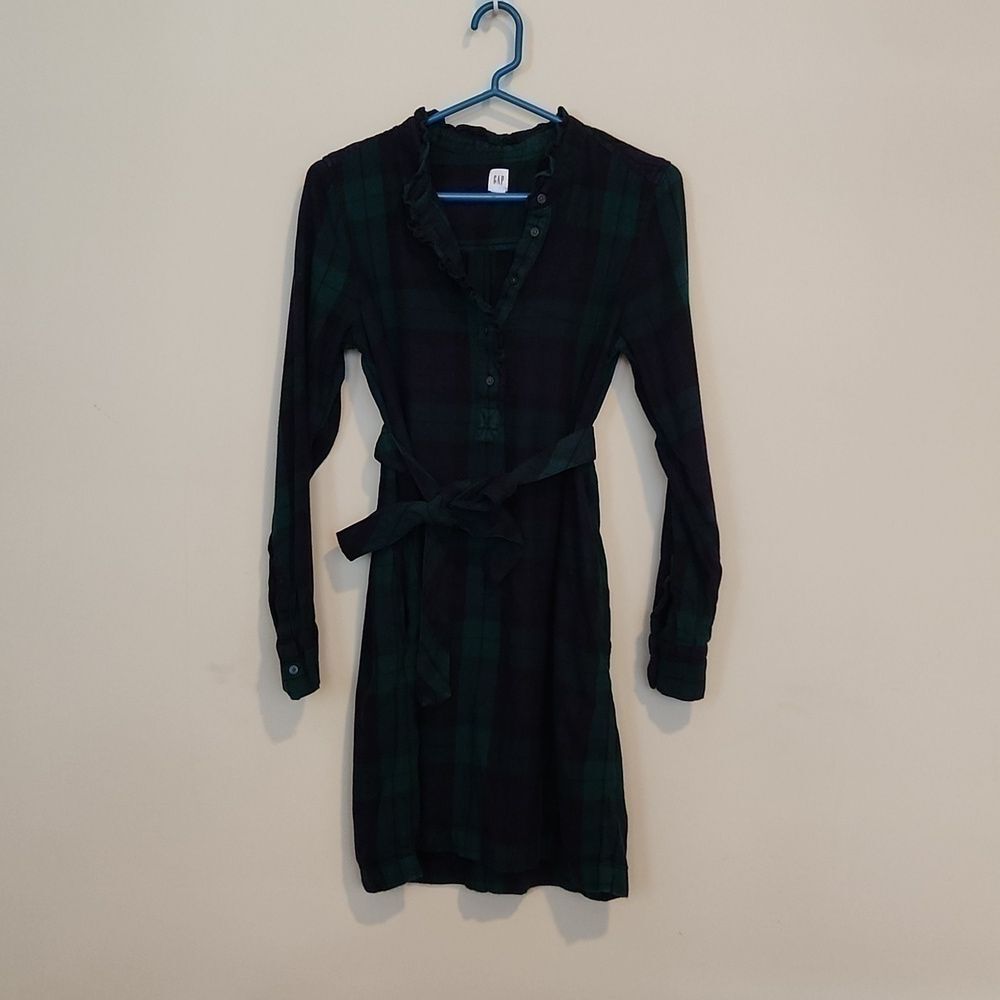Gap Ruffle Flannel Shirt Dress Size S